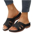 thumbnail image 5 of Sandals For Women Wedge Thick Heel Open Toe Slip-on Peep Toe Slides Slippers Women's Trendy Casual Outdoor Shoes for Beach Fashion 6, 5 of 5