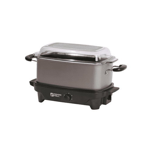 Magic Mill Flat Base Slow Cooker 10 Qt. Grey With Handles and