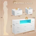 thumbnail image 3 of Dresser TV Stand for 45/50/55 Inch TV Entertainment Center with LED Lights & Charging Station 8 Fabric Drawers & Open Shelves for Living Room Hallway Wood Top, 3 of 6