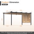 thumbnail image 4 of BPS 14' x 12' Outdoor Retractable Pergola with Canopy & 2 Roller Shades, Aluminum Patio Gazebo Shelter, Khaki, 4 of 8