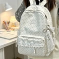 thumbnail image 5 of Cute Lace Backpack, Aesthetic Laptop Daypack with Bow Accessories, Large Capacity School Backpack with Side Pockets, Lightweight Travel Bag for Students, College, Work and Daily Use, White, 5 of 6