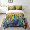 thumbnail image 2 of Manfei Kawaii Cartoon Peacock Twin Bedding Sets 7-Piece, Modern Animal Art Bedding Comforter Set, Teen Kid Child Adult Sheet Sets, Breathable Home Decor, 2 of 7