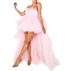 thumbnail image 2 of VISgogo Vestido de tul alto y bajo para mujer, vestido de fiesta de cóctel escalonado de color sólido sin tirantes VISgogo moda, 2 of 3
