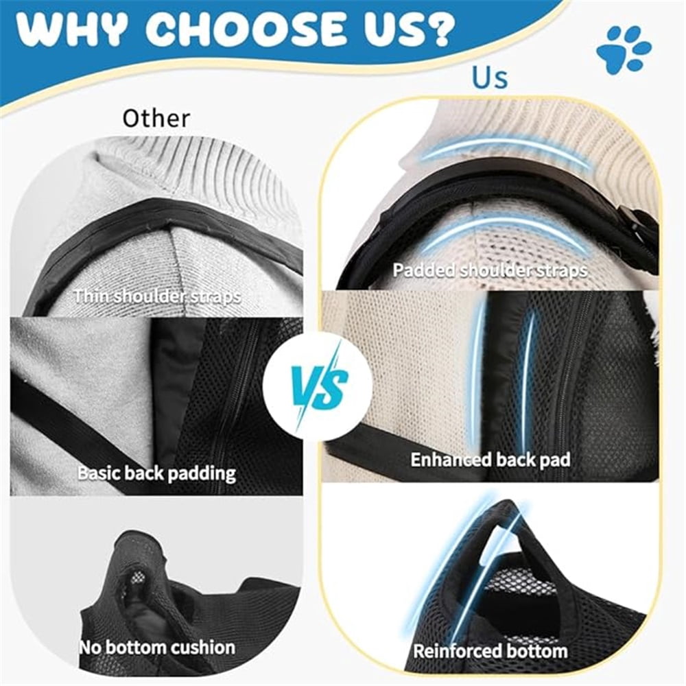 Dog Backpack Carrier, Adjustable Pet Front Carriers, Legs Out Carrying Sling Travel Bag for Small Medium Dogs 7-11 Lbs, Soft Wearable Puppy Chest Carry Backpacks （379 black outdoor backpack）