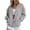 Gray, variant on Women's Baseball Varsity Jacket Casual Fall Snap Button Down Cardigan Outwear Coat Lightweight Fashion School Bomber Jacket with Pockets