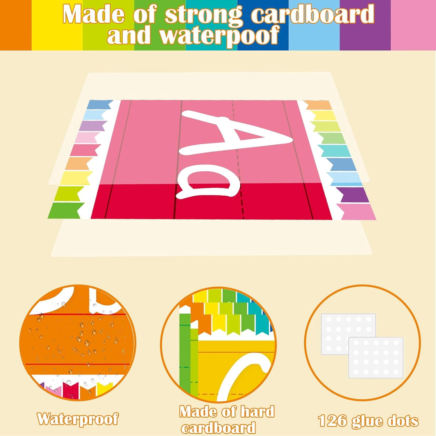 Bulletin Board Alphabet - ABC Alphabet Poster Classroom Decorating Set Preschool English Poster Kindergarten Elementary Classroom Wall Decor Daycare Homeschool Supplies (Colorful)