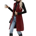 thumbnail image 5 of FchengtaiS Womens Corduroy Long Vest Double Breasted Sleeveless Blazer Jackets Business Casual Fall Outerwear Outfits with Pockets, 5 of 6