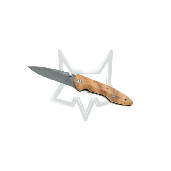 Fox Knives Liner Lock 456-2DOL Stainless Damasteel & Olive Wood Pocket Knife