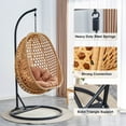 thumbnail image 5 of SUDICA Outdoor Hanging Rattan Egg Chair with Stand, Light Brown Wicker Swing Chair with Soft Cushion for Balcony or Garden, 5 of 8