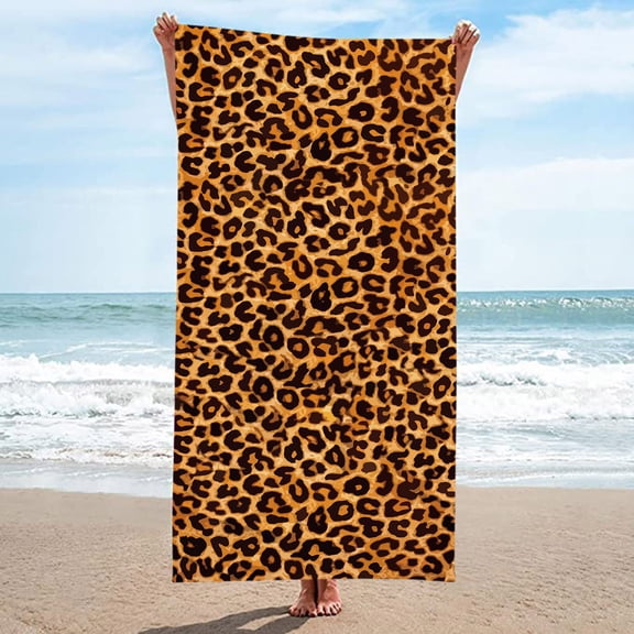 Leopard Print Microfiber Beach Towel, Sand Proof Quick Dry Bath Towel,Travel Beach Blanket, For Pool Gym Picnic, 59" x 29.5" Size, 6 Colors