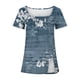 thumbnail image 4 of ICHUANYI Clearance Fashion Womens Casual Printed Square Neck Short Sleeve Buttons Tops Loose Blouses(Blue, XL) ICHUANYI WER2023080707492, 4 of 5