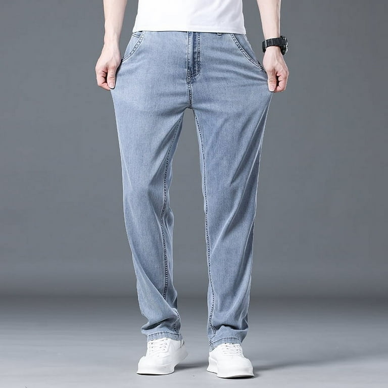 Lyocell Ice Silk Jeans Men's Summer Ultra-thin Loose