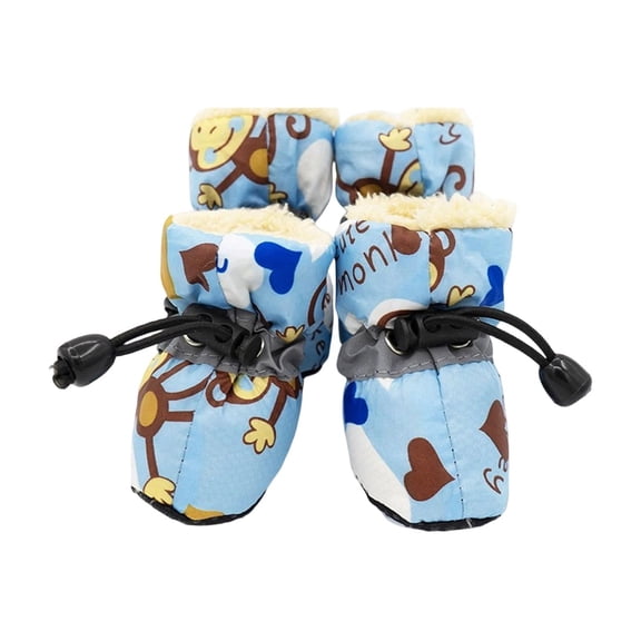 Dog Soft-Soled Shoes, Anti-Slip Dog Foot Covers, Fleece-Lined Pet Dog Boots - Light Blue, 4 Pieces - For Small Dogs, Indoor & Outdoor Use, Walking, Running, Protecting Paws