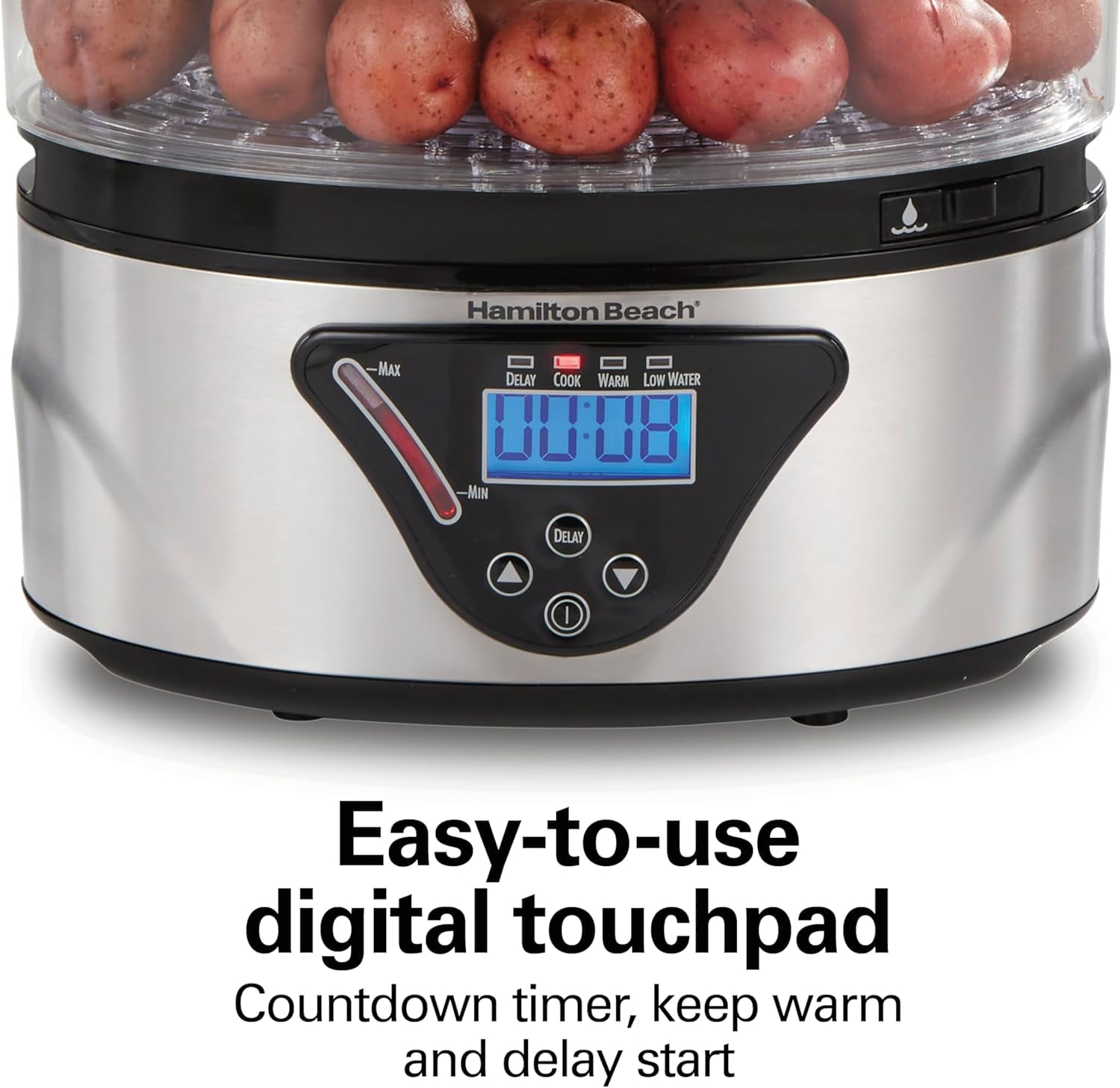 Digital Electric Food Steamer & Rice Cooker, 5.5 Quart Stackable Two-Tier Bowls for Healthy Cooking