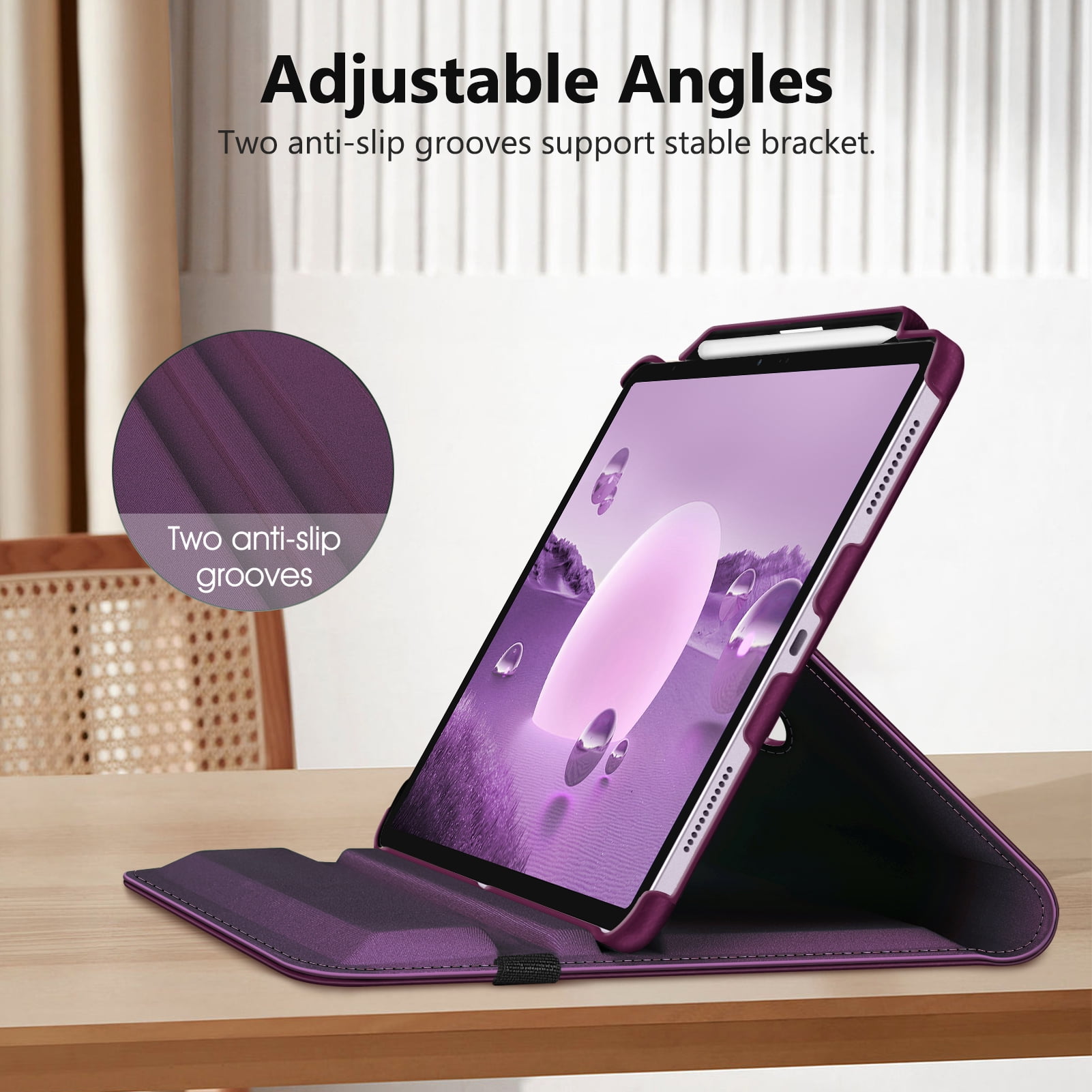 Fintie Rotating Case for iPad Air 13-inch (M4) 2026, (M3) 2025, (M2) 2024 - 360 Degree Rotating Protective Stand Cover with Pencil Holder, Purple