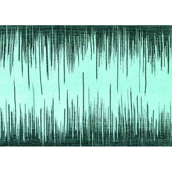 Ahgly Company Indoor Rectangle Abstract Turquoise Blue Modern Area Rugs, 7' x 10'