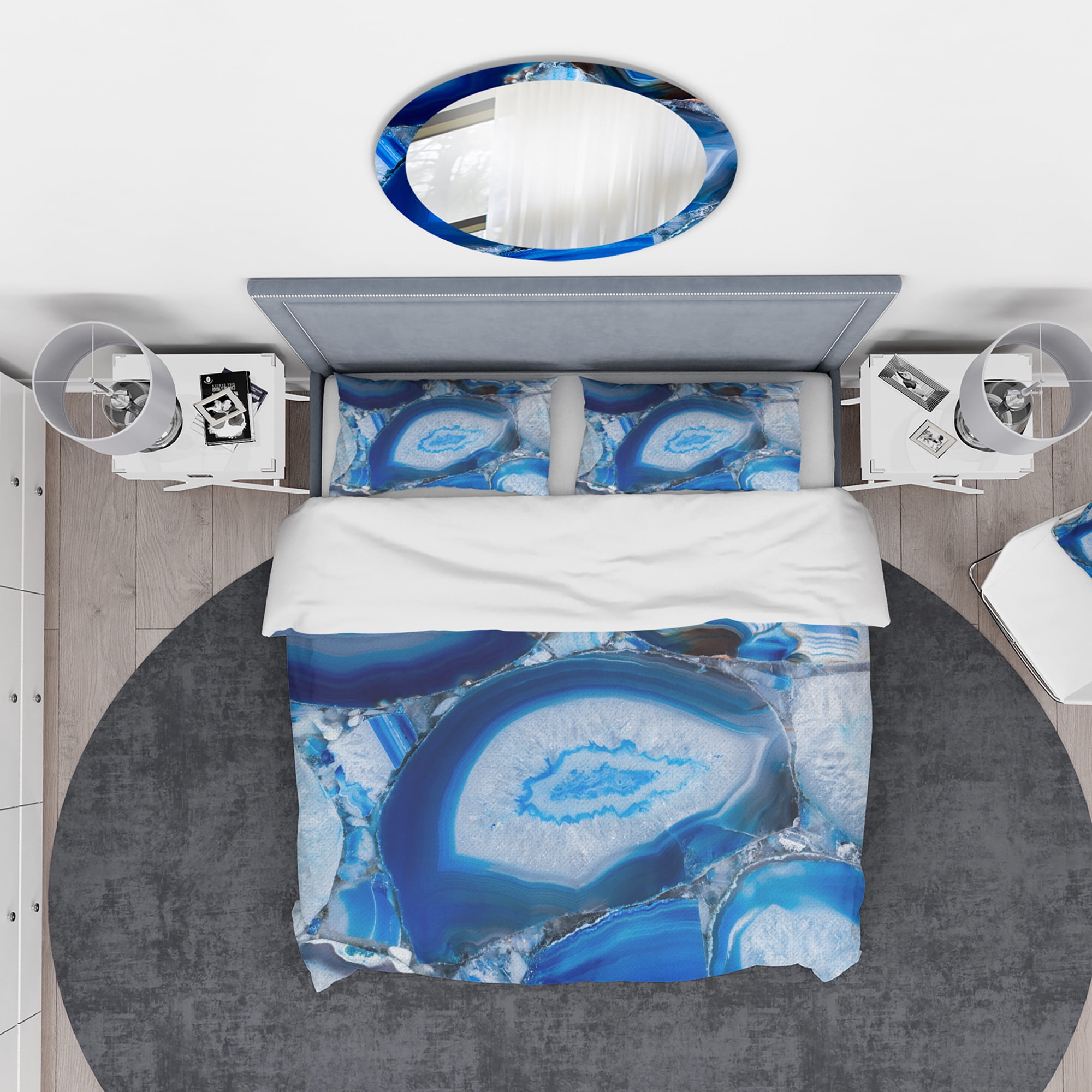Designart 'Blue Agate Geode' Mid-Century Modern Duvet Cover Set