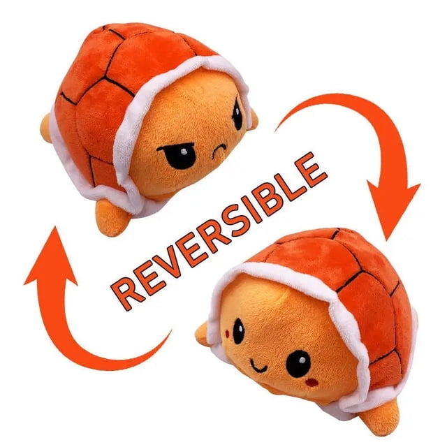 New Arrival Double Sided Soft Cute Turtle Plushie Reversible Peluche Flip Mood Plush Stuffed Toy Reversible Turtle