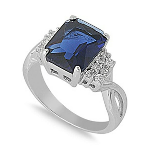 Clear CZ Elegant Beautiful Polished Ring ( Sizes 5 6 7 8 9 10 ) .925 Sterling Silver Band Rings (Size 9)