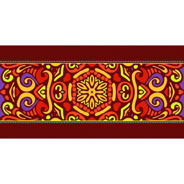 IBA Indianbeautifulart Ruban Décoratif Imprimé à Rayures Rouges & Mandala & Bordure & 9 Yards en Velours pour Artisanat Accessoires de Couture 2 Pouces