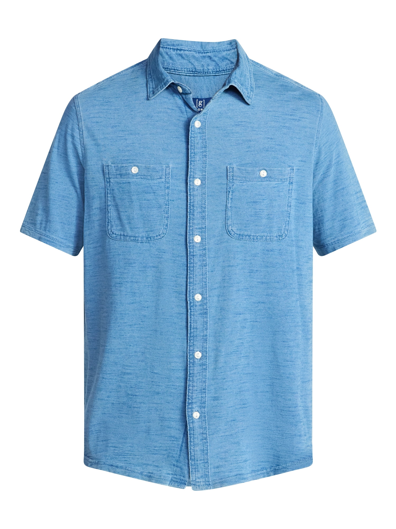 George Men's and Big Men's Knit Button-up Shirt with Short Sleeves, Sizes S-5XL