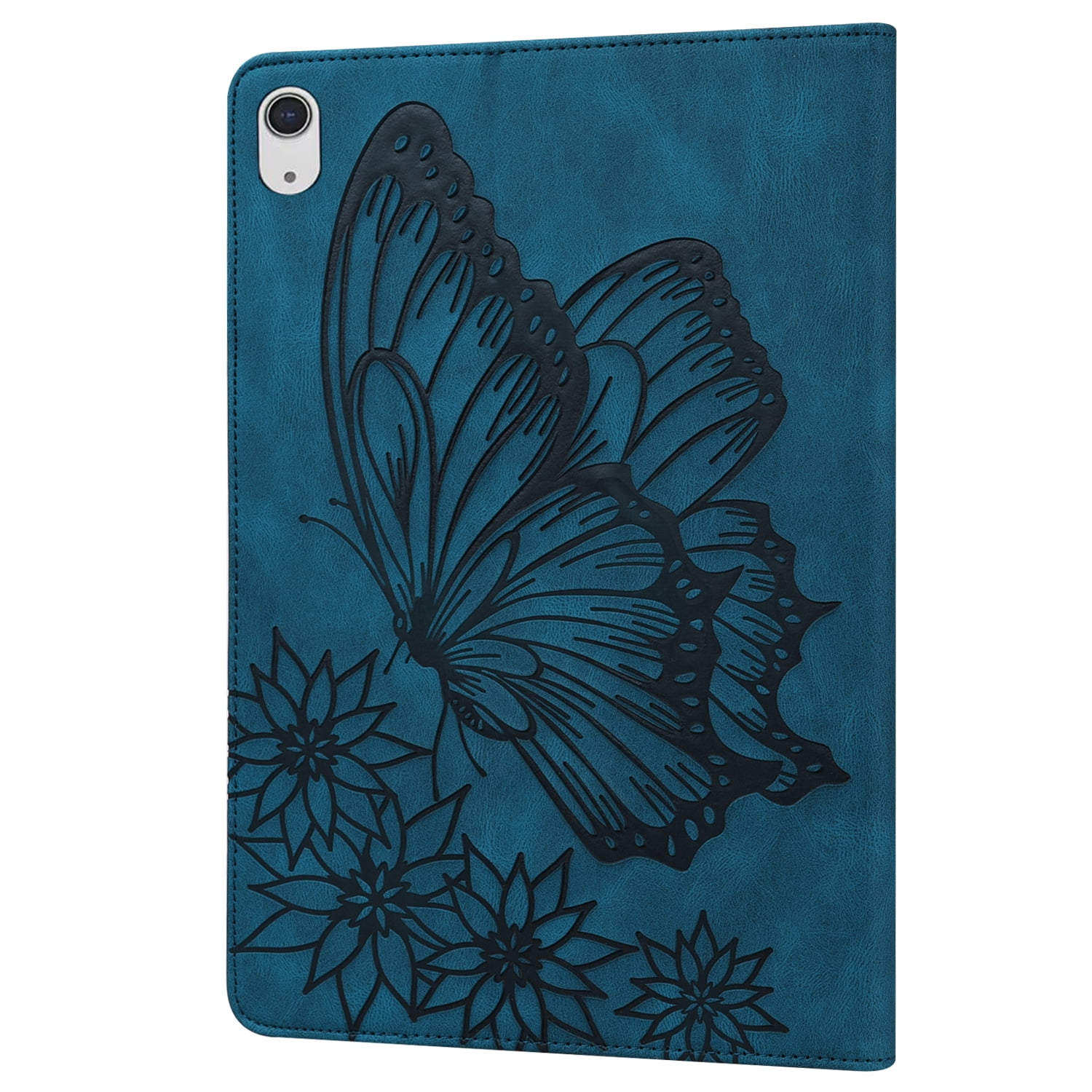 TECH CIRCLE iPad Case for iPad 10th Generation 2022, Slim Folio Stand Butterfly Embossed PU Leather Magnetic Wallet Cover with Pencil Holder & Elastic Strap for iPad 10th Generation 10.9" 2022,Blue