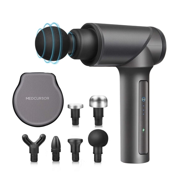 Medcursor Handheld Percussion Massage Gun, Deep Tissue Muscle Massager -6 Massage Heads