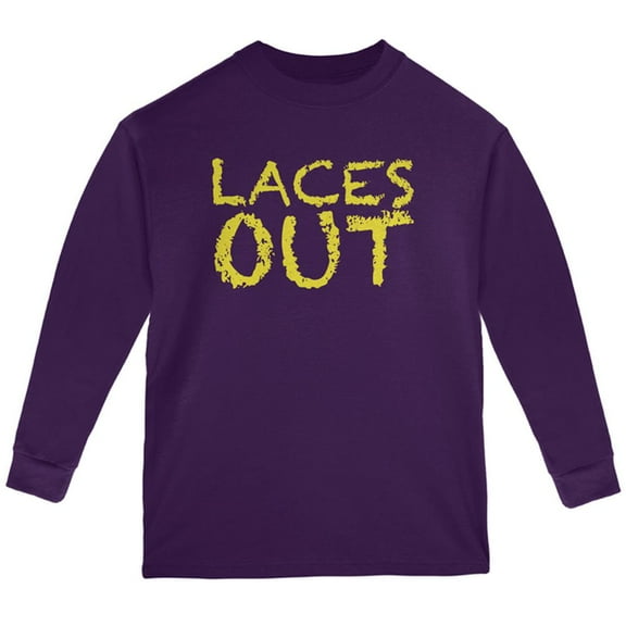 Football Kicker Laces Out Ace Youth Long Sleeve T Shirt Purple YMD