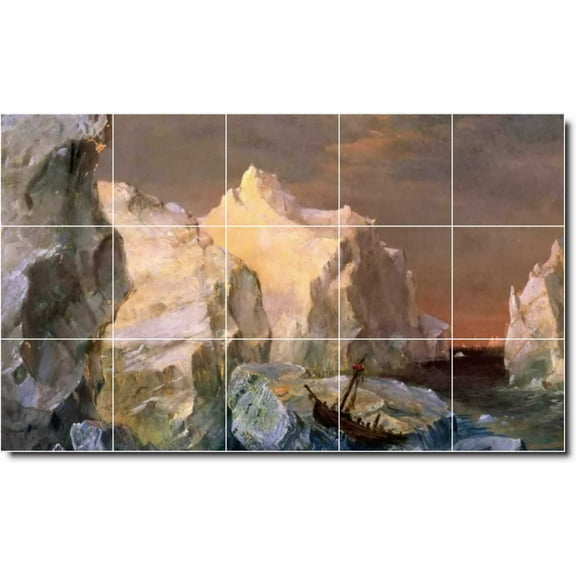 Ceramic Tile Mural-Frederic Church Waterfront Painting 179. 40" w x 24" h using (15) 8 x 8 ceramic tiles