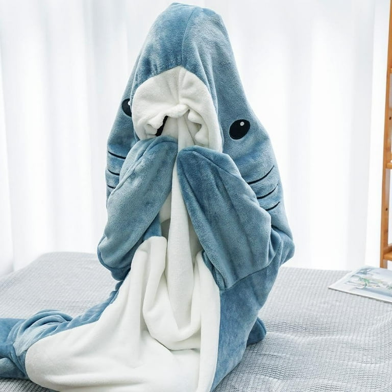 Qhudlv Shark Onesie Adult Wearable Blanket Hoodie - Stay Warm and Stylish with This Fun and Wearable Sharkie Blanket, Women's, Size: 2XL, Blue
