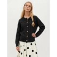 thumbnail image 5 of Womens Long Sleeve Button Up Knit Cardigan Crewneck Button Down Sweaters for Women Black S, 5 of 7
