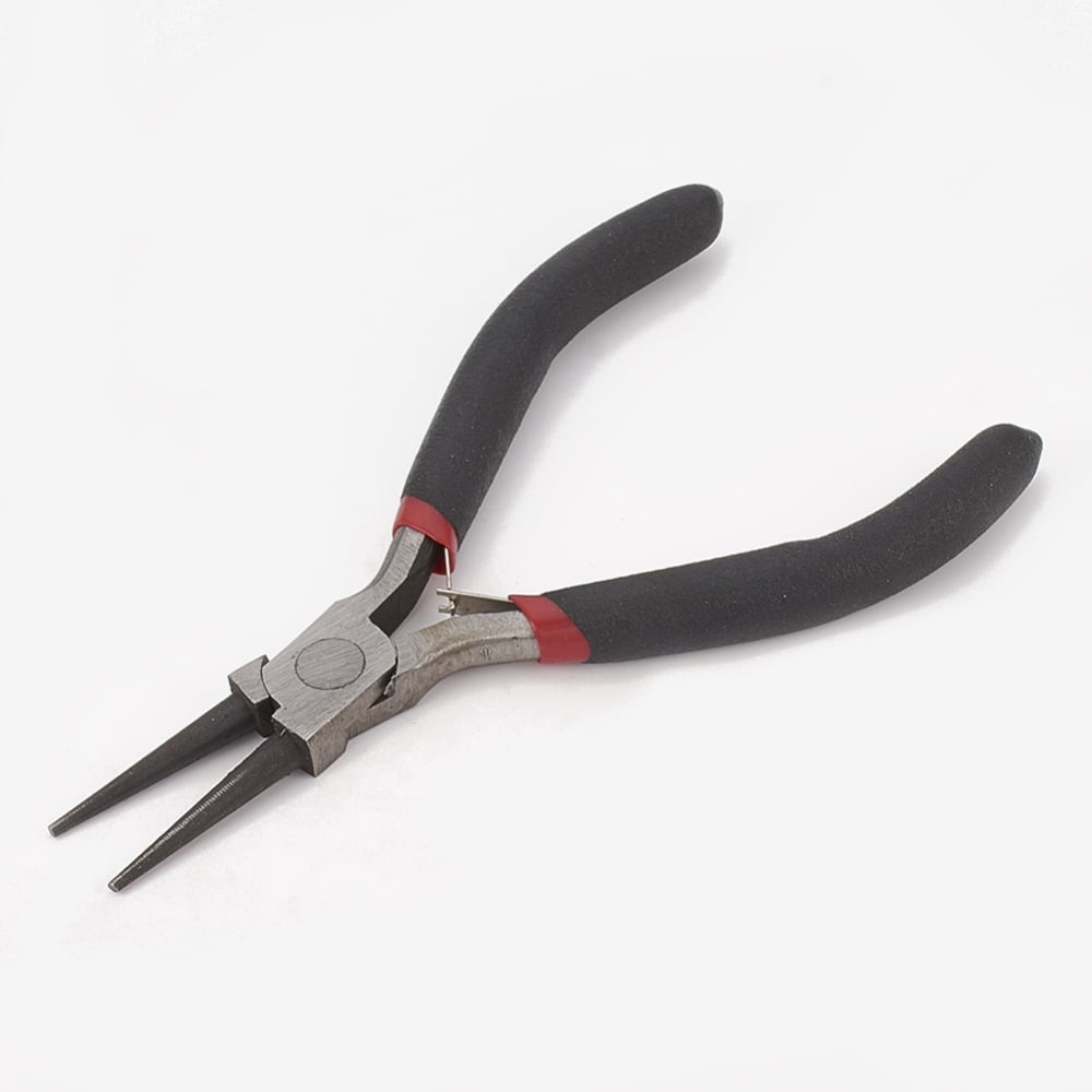 45# Carbon Steel Jewelry Plier Sets including Wire Cutter Plier Round Nose Plier Side Cutting Plier and Crimping Plier Black 16x11.5x3cm