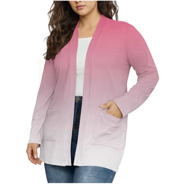 Haut pour Femmes, Blouse Décontractée à Manches Longues Grande Taille sur Grande Taille pour Dames avec Poches, Cardigan pour Femmes