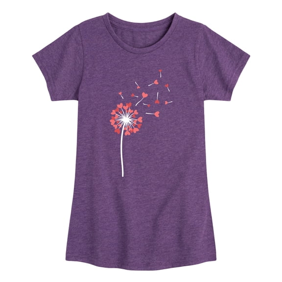 Instant Message - Dandelion Hearts Girls' Fitted Short Sleeve Graphic T-Shirt