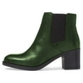 thumbnail image 2 of YDN Women Classic Round Closed Toe Mid Block Heel Chelsea Boots Elastic Pull On Ankle Booties Comfy Dressy Shoes Size 15 Green, 2 of 5