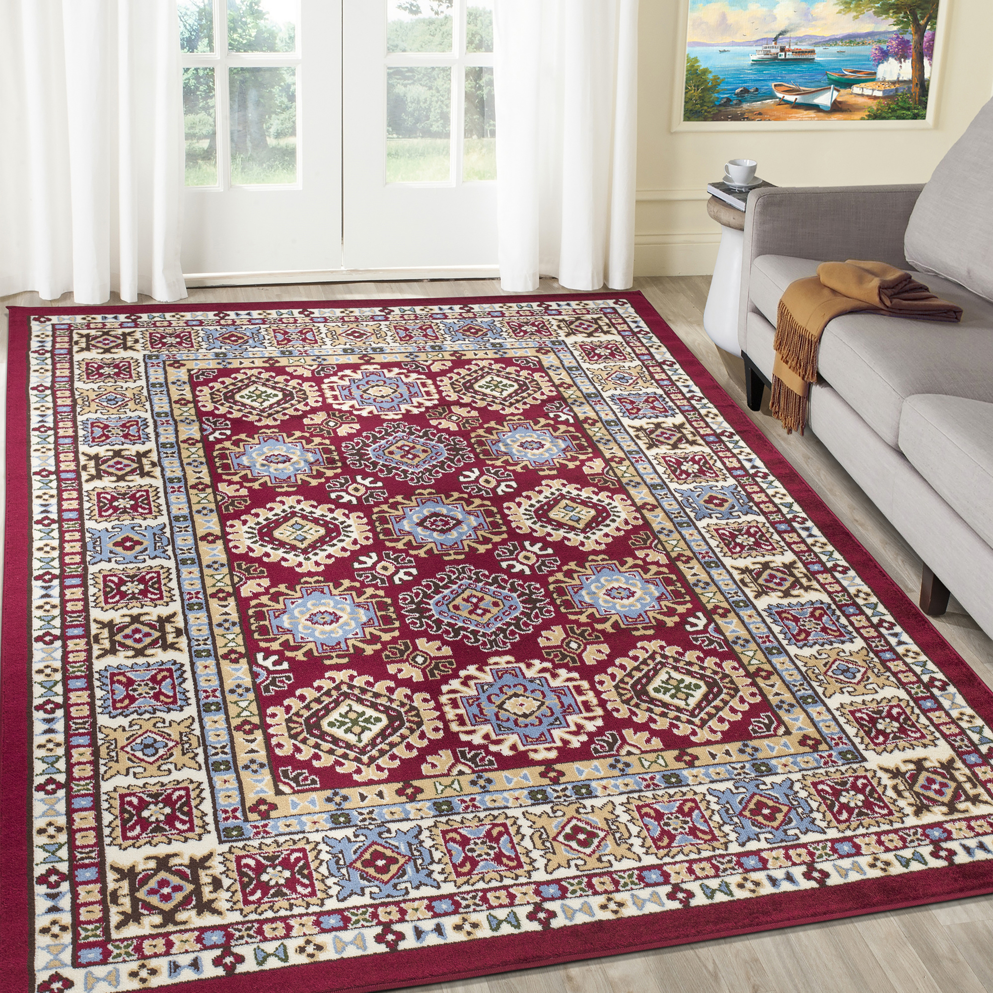 A2Z Qashqai 5577 Transitional Medallion Bohemian Pattern Large Office Soft Area  Rug Tapis Carpet (3x5 4x6 5x7 5x8 7x9 8x10)