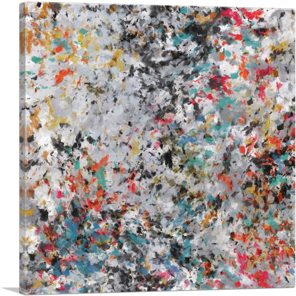 ARTCANVAS Paint Splatter Wood Wall Square Canvas Art Print - Size: 18 x  18 (0.75 Deep)