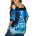 thumbnail image 4 of ORQ Women Christmas Print Crew Neck Bead 3/4 Sleeve Plus Size T-shirt Casual Top, 4 of 4