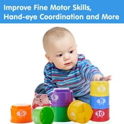Wanonoo Baby Toys Stacking Cups for Babies 6-12 Months, Montessori Toys for 1 Year Old, Baby Bath Nesting Stacking Toys, Stackable Number Blocks Toys 6-12-18 Months, Birthday Gifts for 1 2 3 Year Old