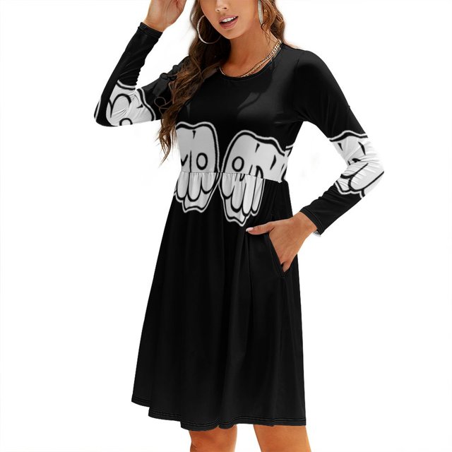 Elwood Blues Robe à Col Carré Douce Robe d'Été Femme Élégante Robe à Imprimé Licou Elwood Blues Blues Blues