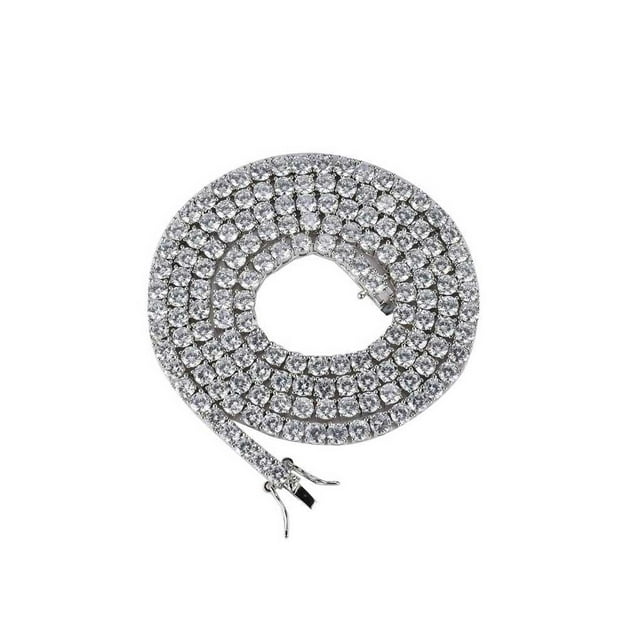 Collar de tenis, collares de circón ligeros a la moda, cadenas de diseño especial, accesorios para regalos de Navidad y cumpleaños Ropa, zapatos y accesorios Miscelánea 3 mm plata 18 pulgadas Minnieouse AP014678-20