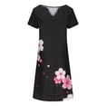 thumbnail image 4 of QIPOPIQ Robes pour Femmes Robe Fluide à Volants Manches Courtes Robes Décontractées Tendance Robe d'Été Col en V Robe Imprimée Offres 2023, 4 of 5