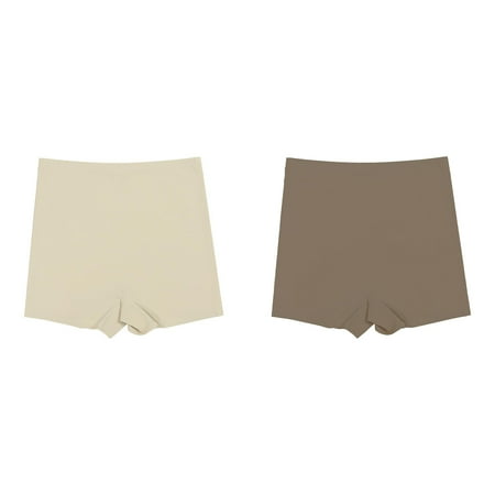 (2-Pack) 2025 New Non Marking Anti Fading Short Panties for Plus Size Women Non Crimping Pure Cotton s Long Underwear Shorts Ice Silk Wearable for Women Underwear Seamless Women s