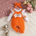 thumbnail image 4 of FINALGANG Baby Girls Romper Set Cartonn Animals Patch Ruffled Long Sleeve Crewneck Jumpsuit With Bow Headband For Casual Daily Wear Stylish Onesie, 4 of 9