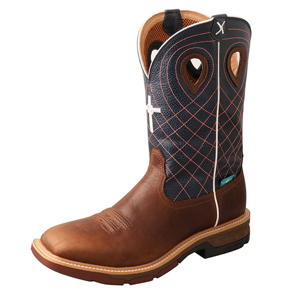 靴 ISHMM moca boots TWISTED X Male 12in Alloy Toe CellStretch Mocha/Navy Work Western