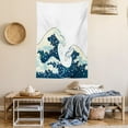 thumbnail image 2 of Waves Tapestry, Japanese Kanagawa Illustration Nautical Ocean Surfing Theme Aquatic Pattern, Wall Hanging for Bedroom Living Room Dorm Decor, 40W X 60L Inches, Dark Blue White, by Ambesonne, 2 of 5