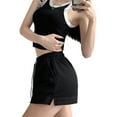 thumbnail image 2 of kurtrusly Shorts Jupes Robes Décontractées Unies à Cordon Mini Ligne A Mode Taille Haute Été Style Coréen pour Sport Noir TG, 2 of 7