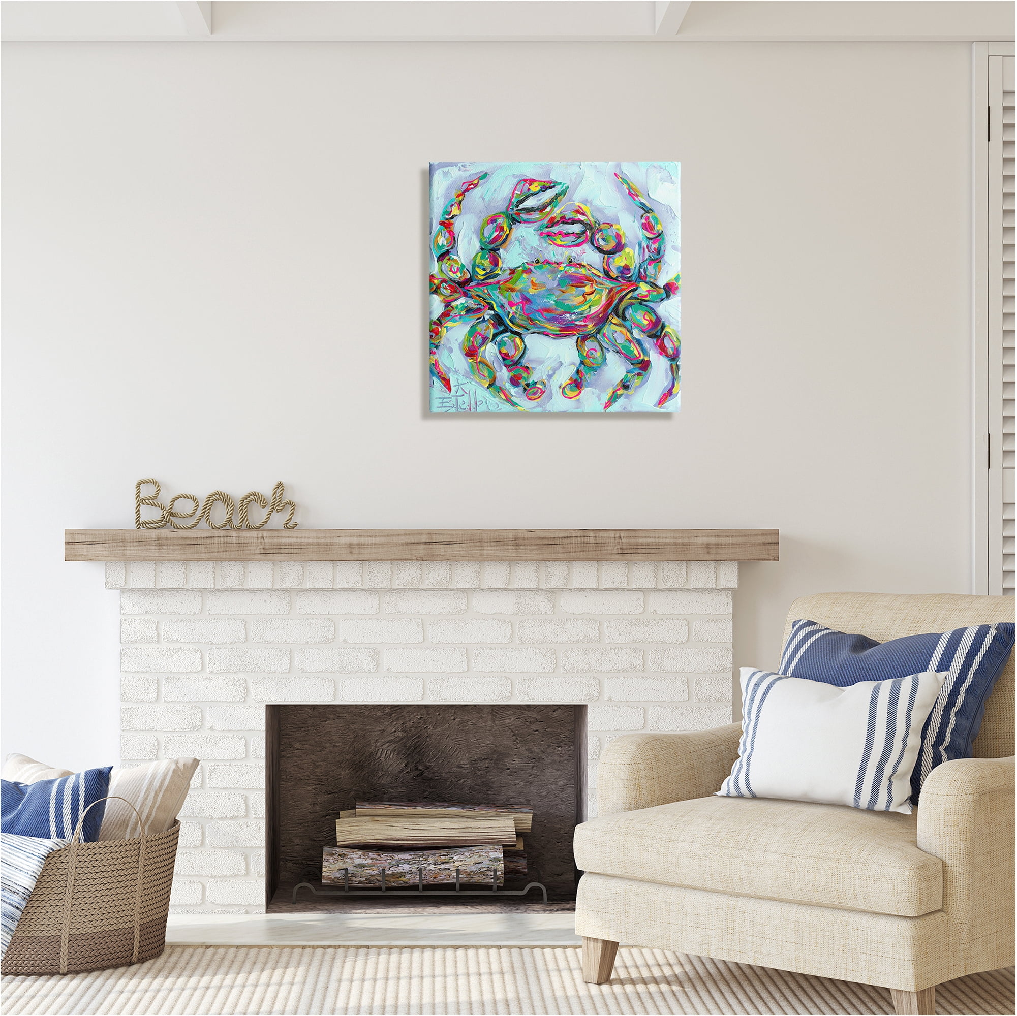 Stupell Industries Modern Crab Portrait Animals & Insects Painting Gallery Wrapped Canvas Art Print Wall Art, 24 x 24
