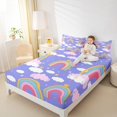 thumbnail image 4 of Homewish Cartoon Rainbow 3pcs Twin Sheet Sets for Preppy Children Kids,Cute Gradient Watercolor Twin Fitted Sheet,Dreamy Princess Breathable Flat Sheet,Microfiber Bedroom Decor, 4 of 7