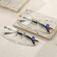 thumbnail image 5 of 2 Pairs of Men Anti-Blue Reading Glasses 3.00 Rimless Presbyopia Glasses Business Metal Readers +3.00, 5 of 7